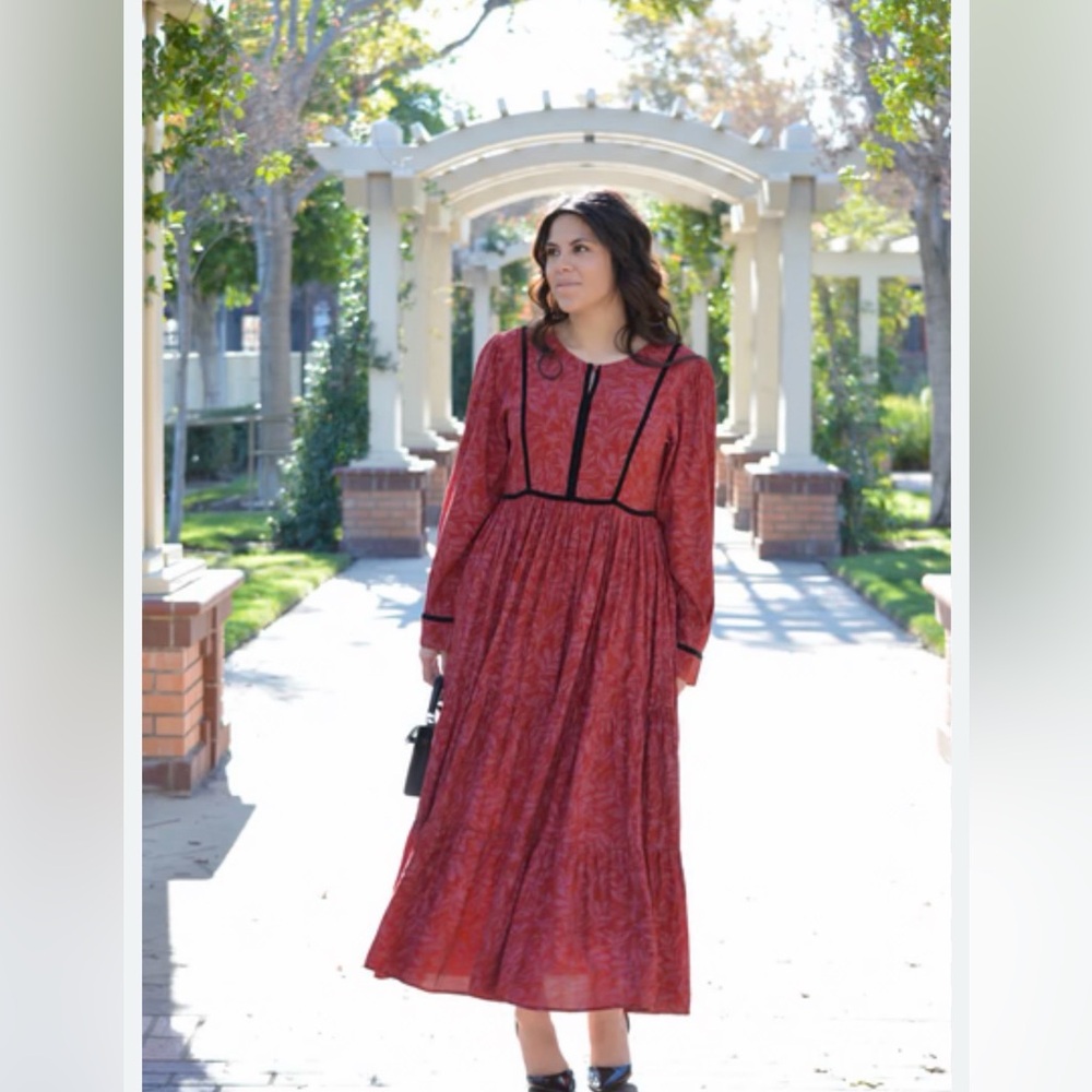 Downeast Elegant eve Red Floral maxi Women's Dress S